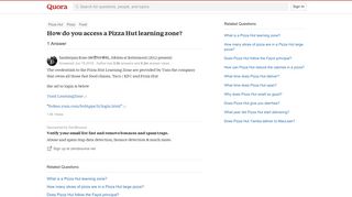 How to access a Pizza Hut learning zone - Quora