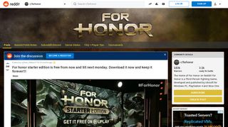 For honor starter edition is free from now and till next monday ...