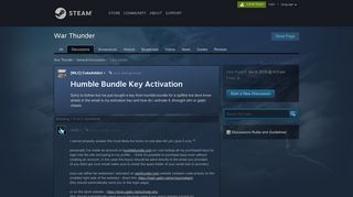 Humble Bundle Key Activation :: War Thunder General Discussions