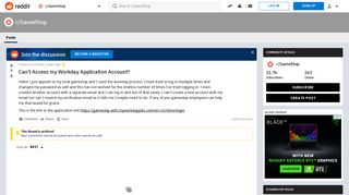 Can't Access my Workday Application Account? : GameStop - Reddit