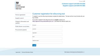 Customer registration for eSourcing tool | Crown Commercial Service
