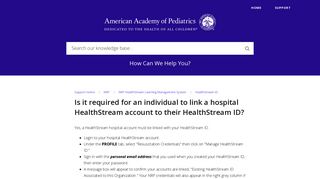 Is it required for an individual to link a hospital HealthStream account ...