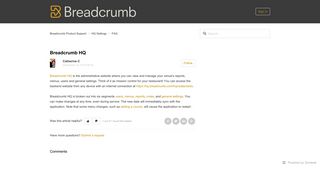 Breadcrumb HQ – Breadcrumb Product Support