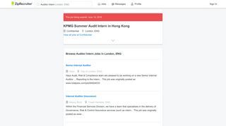 KPMG Summer Audit Intern in Hong Kong Job in London, ENG at ...