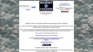 MilitaryCAC's Redirect to Army IA Virtual training website