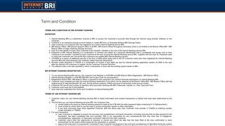 Term and Condition - Welcome to BRI Internet Banking