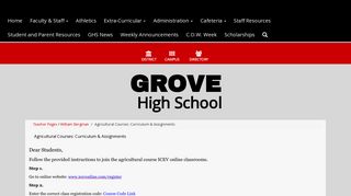 Grove High School - Agricultural Courses: Curriculum & Assignments