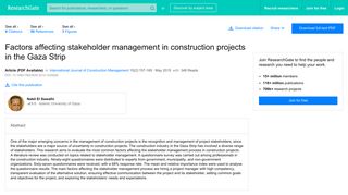 (PDF) Factors affecting stakeholder management in construction ...