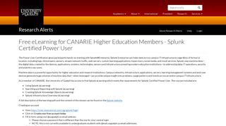 Free eLearning for CANARIE Higher Education Members - Splunk ...