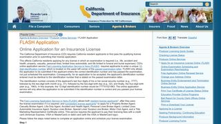 FLASH Application - California Department of Insurance