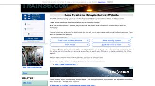 Book Tickets on Malaysia Railway KTMB Intranet - Train Travel in ...