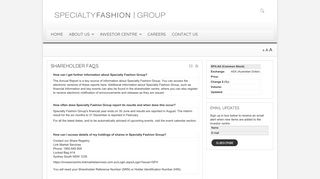 SHAREHOLDER FAQS - Specialty Fashion Group