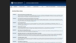 Archived News Items - JHU Human Resources - Johns Hopkins ...