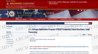U.S. Refugee Admissions Program (USRAP) Frequently Asked ...