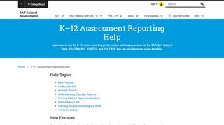 K–12 Assessment Reporting Help | SAT Suite of ... - The College Board