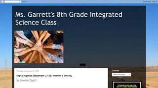 Ms. Garrett's 8th Grade Integrated Science Class: September 2018