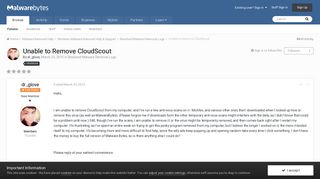 Unable to Remove CloudScout - Resolved Malware Removal Logs ...