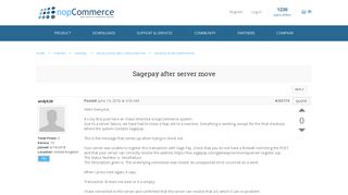 Sagepay after server move - nopCommerce