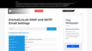 livemail.co.uk IMAP and SMTP Email Settings