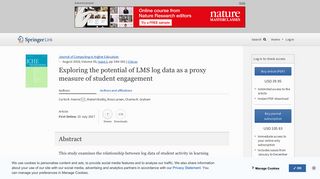 Exploring the potential of LMS log data as a proxy measure of student ...