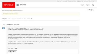 http://localhost:5500/em cannot connect | Oracle Community