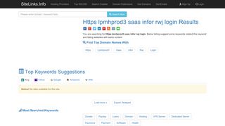 Https lpmhprod3 saas infor rwj login Results For Websites Listing