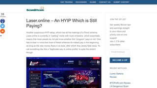 Laser.online - An HYIP Which is Still Paying? - Scam Bitcoin