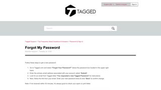 Forgot My Password – Tagged Support