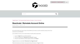 Reactivate / Reinstate Account Online – Tagged Support