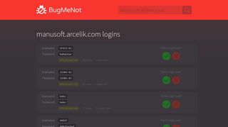 manusoft.arcelik.com passwords - BugMeNot