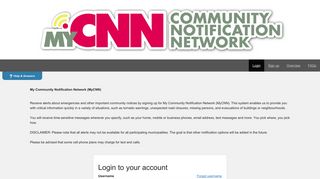 My Community Notification Network - CAHAN/Everbridge Login