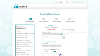 New Member Registration - My MOLINA - Molina Healthcare