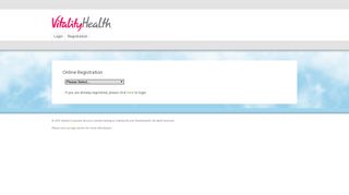 Online Registration - VitalityHealth - Login