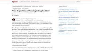 What do you think of Amazing Selling Machine? - Quora