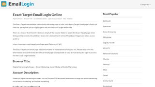 Exact Target Email Login Page URL 2018 | iEmailLogin