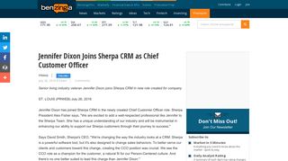 Jennifer Dixon Joins Sherpa CRM as Chief Customer Officer | Benzinga