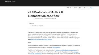 Azure AD v2.0 OAuth Authorization Code Flow | Microsoft Docs