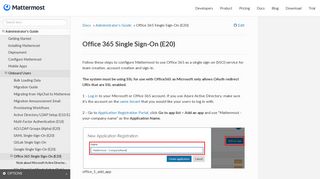 Office 365 Single Sign-On (E20) — Mattermost 5.7 documentation