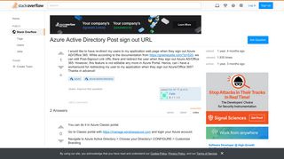Azure Active Directory Post sign out URL - Stack Overflow