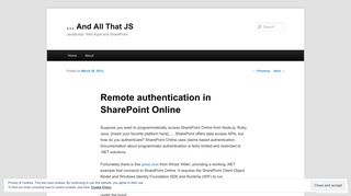 Remote authentication in SharePoint Online | … And All That JS