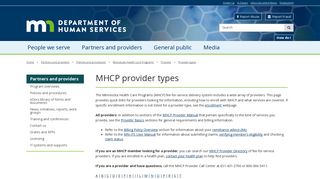 Minnesota Health Care Programs providers / Minnesota Department of ...