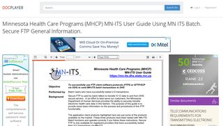Minnesota Health Care Programs (MHCP) MN-ITS User Guide Using ...