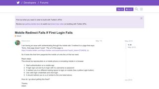 Mobile Redirect Fails If First Login Fails - OAuth - Twitter Developers