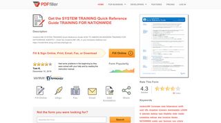 Fillable Online SYSTEM TRAINING Quick Reference Guide TRAINING ...