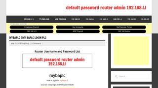 mybaplc | my baplc login plc - default password router admin 192.168.l.l