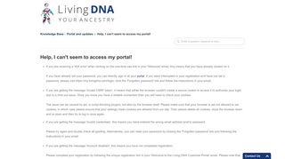 Help, I can't seem to access my portal! | Living DNA Help Centre
