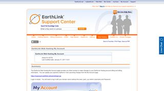 EarthLink Web Hosting My Account - EarthLink Support