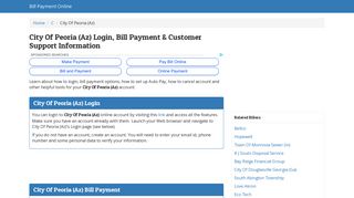City Of Peoria (Az) Login, Bill Payment & Customer Support Information