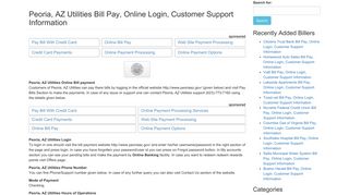 Peoria, AZ Utilities Bill Pay, Online Login, Customer Support Information