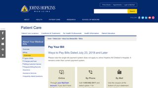 Pay Your Bill | Johns Hopkins Medicine